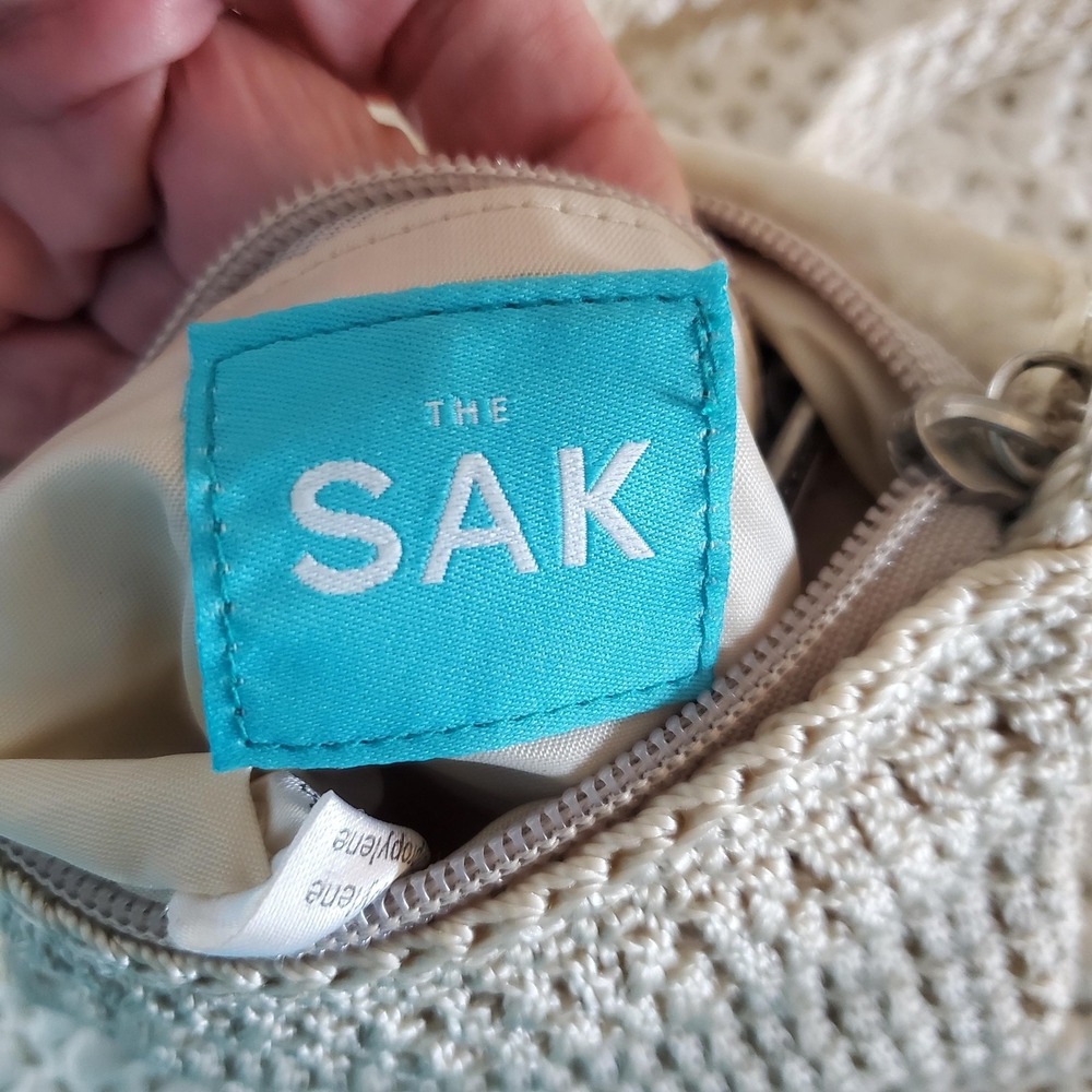 The Sak Crossbody Bag Womens Small Beige Crochet Knit Mini Zip Top‎ Purse Travel - Picture 8 of 10